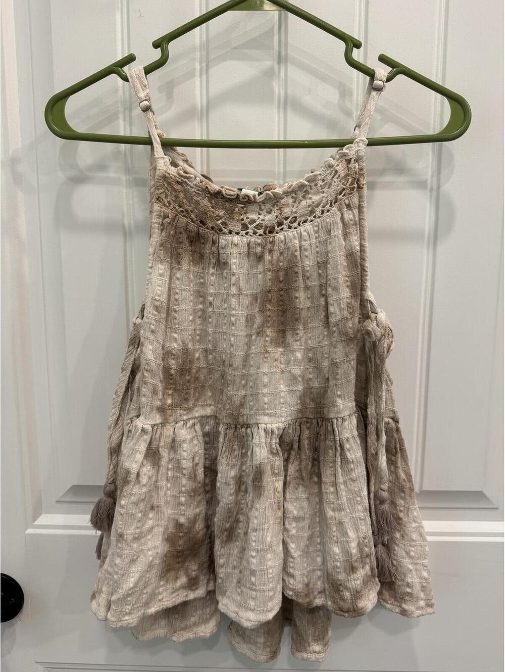 Aerie Beige Crochet Detail Sleeveless Top-Small